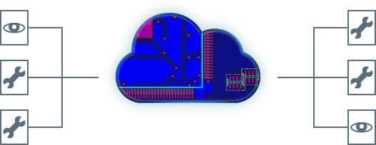 Illustration showing layout being accessed in the cloud